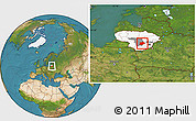 Satellite Location Map of Kaisiadoriu, highlighted country, highlighted parent region