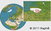 Satellite Location Map of Kaisiadoriu, highlighted country