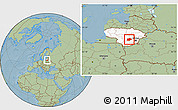Savanna Style Location Map of Kaisiadoriu, highlighted country, hill shading