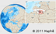 Shaded Relief Location Map of Kaisiadoriu, highlighted country, highlighted parent region