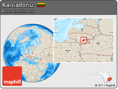 Shaded Relief Location Map of Kaisiadoriu, highlighted parent region