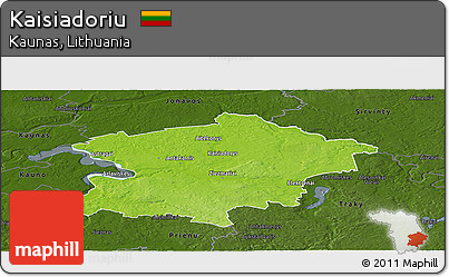 Physical Panoramic Map of Kaisiadoriu, darken