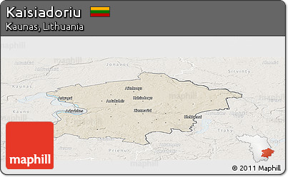 Shaded Relief Panoramic Map of Kaisiadoriu, lighten