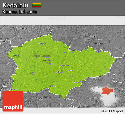 Physical 3D Map of Kedainiu, desaturated