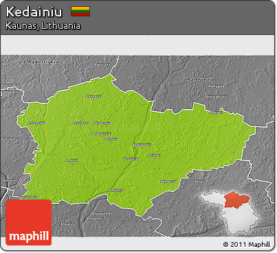 Physical 3D Map of Kedainiu, desaturated