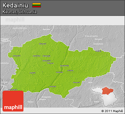 Physical 3D Map of Kedainiu, lighten, desaturated