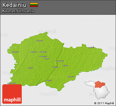 Physical 3D Map of Kedainiu, single color outside