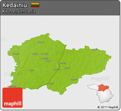 Physical 3D Map of Kedainiu, single color outside