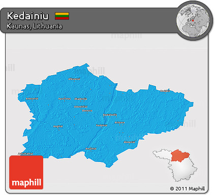 Political 3D Map of Kedainiu, single color outside