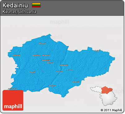Political 3D Map of Kedainiu, single color outside