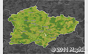 Satellite 3D Map of Kedainiu, darken, desaturated
