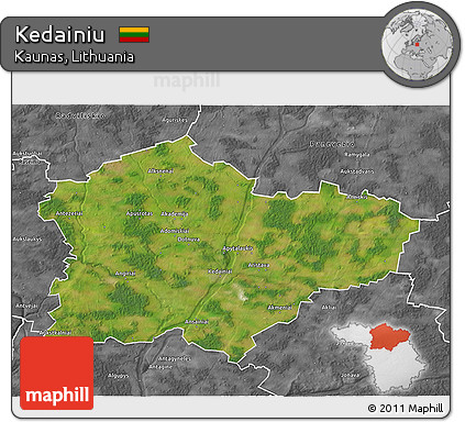 Satellite 3D Map of Kedainiu, desaturated