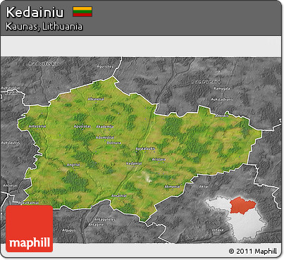 Satellite 3D Map of Kedainiu, desaturated