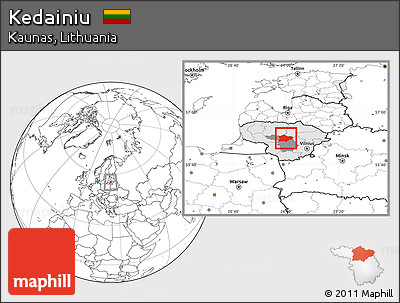 Blank Location Map of Kedainiu, highlighted country, highlighted parent region