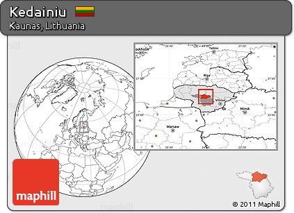 Blank Location Map of Kedainiu, highlighted country, highlighted parent region