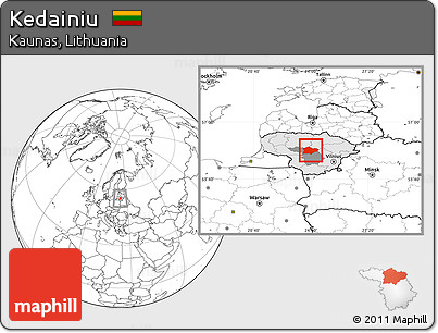 Blank Location Map of Kedainiu, highlighted country, highlighted parent region