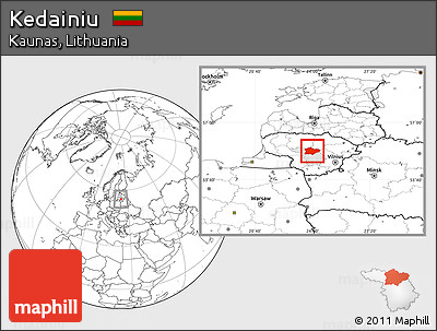 Blank Location Map of Kedainiu, highlighted parent region