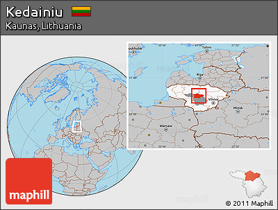 Gray Location Map of Kedainiu, highlighted country, highlighted parent region