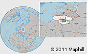 Gray Location Map of Kedainiu, highlighted country, highlighted parent region, hill shading