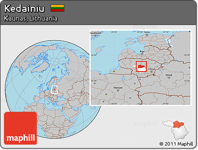 Gray Location Map of Kedainiu, highlighted parent region, within the entire country