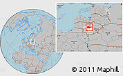 Gray Location Map of Kedainiu, highlighted parent region, hill shading