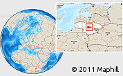 Shaded Relief Location Map of Kedainiu, highlighted country