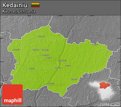 Physical Map of Kedainiu, desaturated
