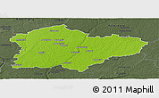 Physical Panoramic Map of Kedainiu, darken, semi-desaturated