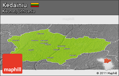 Physical Panoramic Map of Kedainiu, desaturated