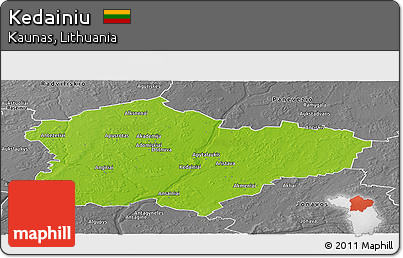 Physical Panoramic Map of Kedainiu, desaturated
