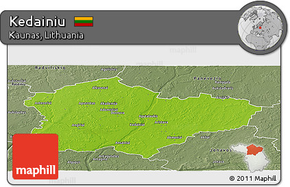 Physical Panoramic Map of Kedainiu, semi-desaturated
