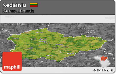 Satellite Panoramic Map of Kedainiu, desaturated