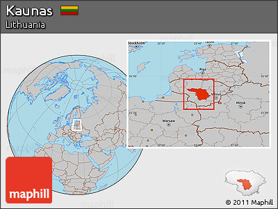 Gray Location Map of Kaunas
