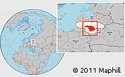 Gray Location Map of Kaunas, highlighted country, within the entire country