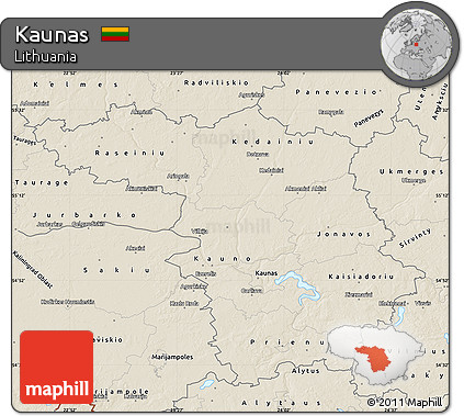 Shaded Relief Map of Kaunas
