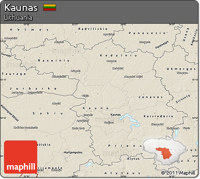 Shaded Relief Map of Kaunas