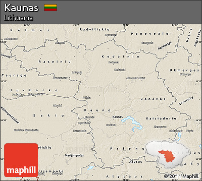 Shaded Relief Map of Kaunas