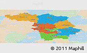 Political Panoramic Map of Kaunas, lighten