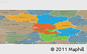 Political Panoramic Map of Kaunas, semi-desaturated
