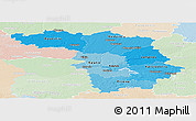 Political Shades Panoramic Map of Kaunas, lighten