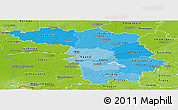 Political Shades Panoramic Map of Kaunas, physical outside