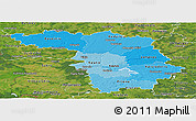 Political Shades Panoramic Map of Kaunas, satellite outside