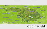 Satellite Panoramic Map of Kaunas, physical outside