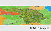 Satellite Panoramic Map of Kaunas, political shades outside