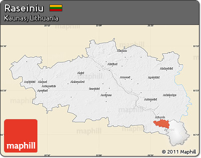 Classic Style Map of Raseiniu, single color outside