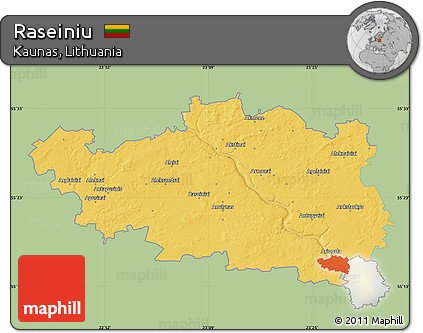 Savanna Style Map of Raseiniu, single color outside
