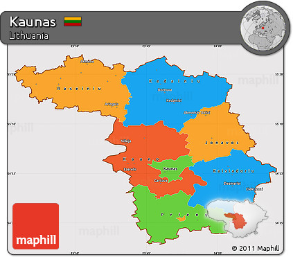 Political Simple Map of Kaunas, cropped outside