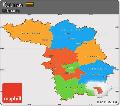 Political Simple Map of Kaunas, cropped outside