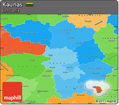 Political Shades Simple Map of Kaunas