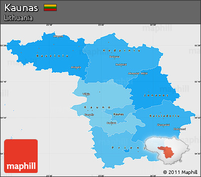 Political Shades Simple Map of Kaunas, single color outside